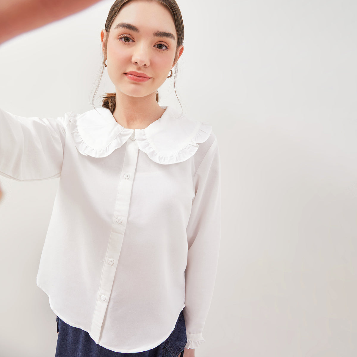 GRAPHIS Frill Big Collar Button Shirt – www.simplicity.co.id