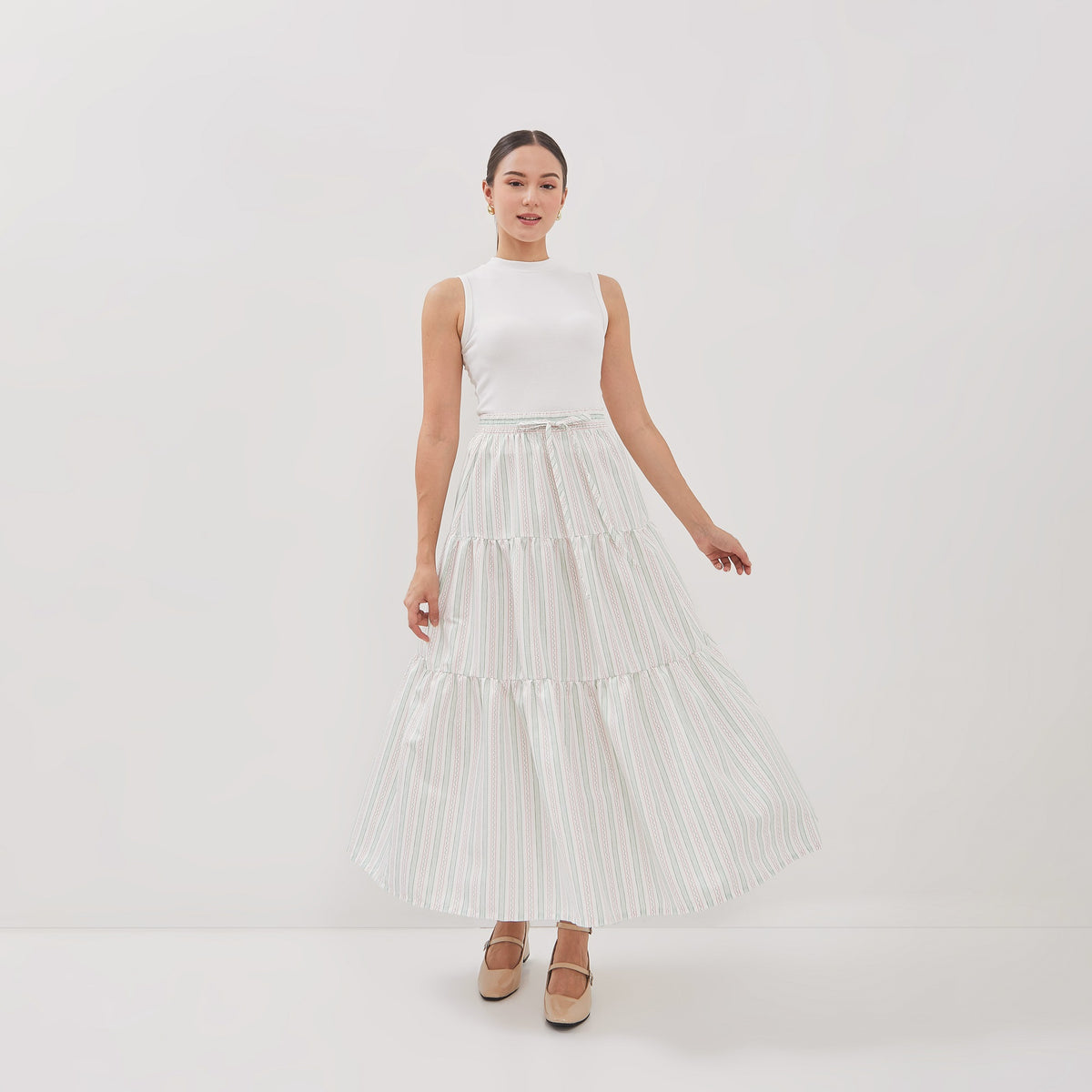 GRAPHIS Casual Stripe Tiered Skirt – www.simplicity.co.id